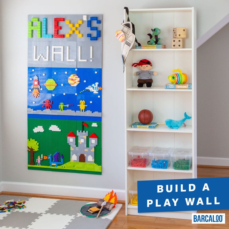 Barcaloo Peel and Stick Self Adhesive Baseplates Mat, Compatible with Base Plates Multipack, Panels for Table Top Play - 10 Inch x 10 Inch Adhesive Building Brick Play Wall Panel, 4 Blue - Image 3